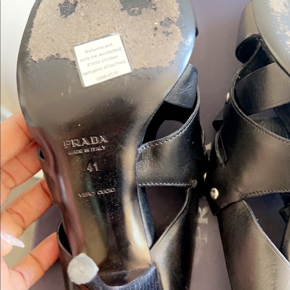 Prada Antique Deco Nero 41 Open Toes Sandal - Picture 5 of 6
